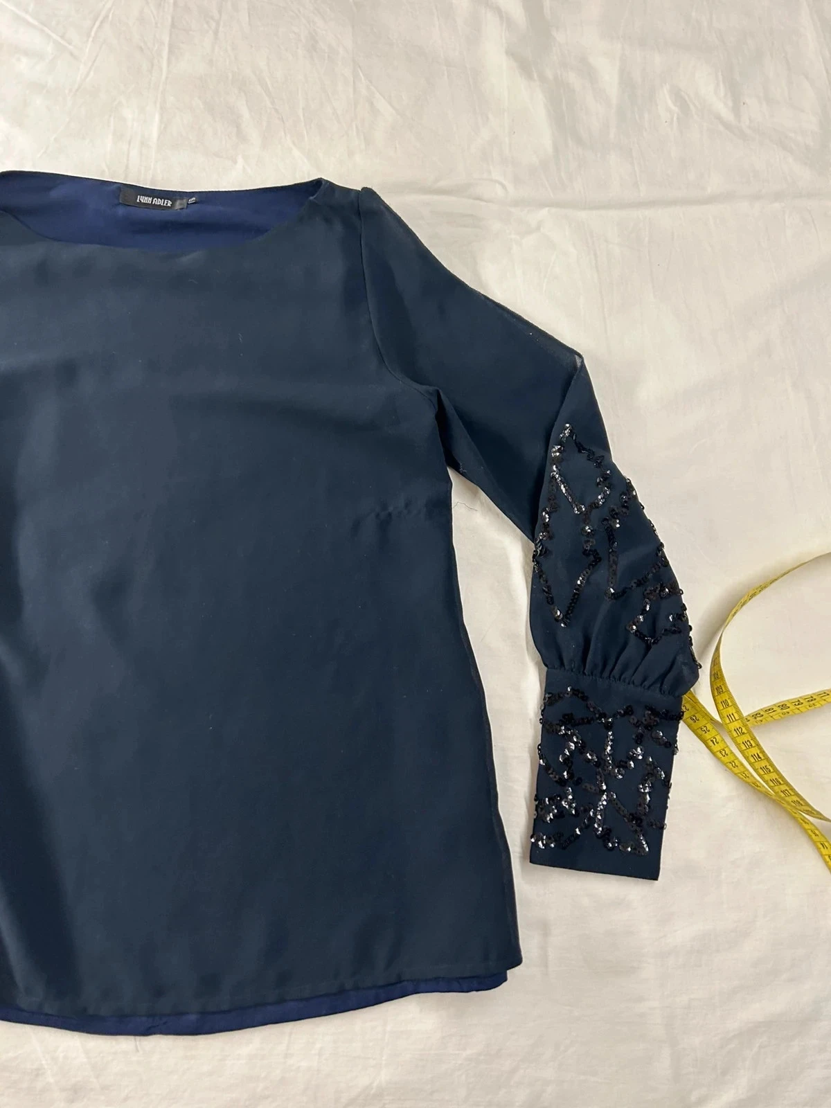 Blusa de mangas compridas azul marinho Lynn Adler T. S – photo 3